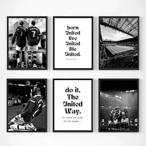 Manchester United black and white instant printable digital download for Soccer Theme Bedroom Gift for Football Fans Size 16x20 inches