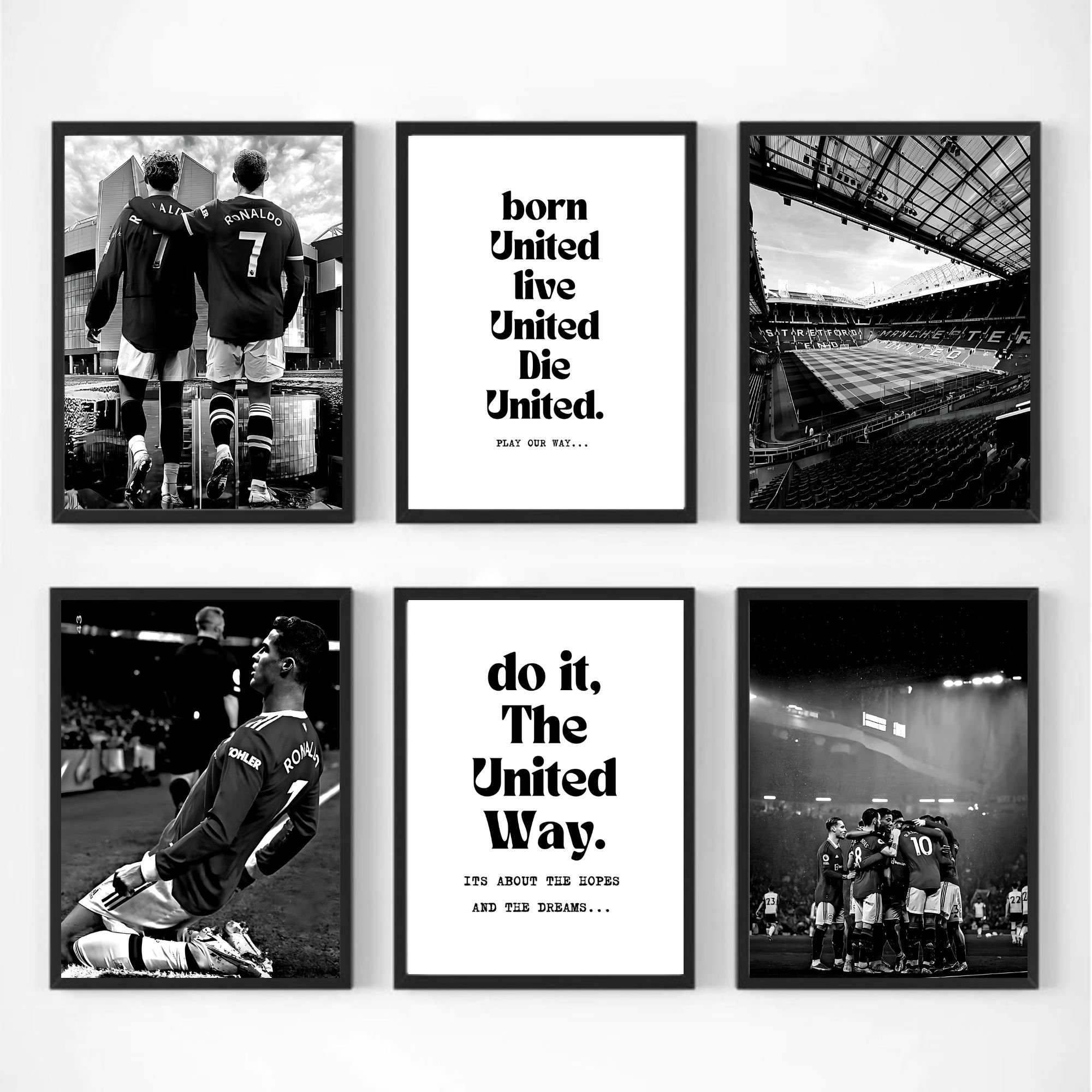 Manchester United Black & White Prints: Soccer Fan Gift (Digital Download)