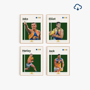 West Coast Eagles Jack Darling Elliott Yeo Harley Reid Jake Waterman Oscar Allen descarga digital Regalo de cumpleaños Decoración de dormitorio Tamaño A4 y A3