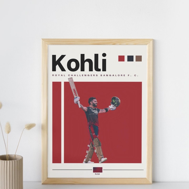 Virat Kohli RCB Cricket Legend Poster – Indian Cricket Fan Art (Digital Download) image 8
