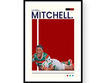 Latrell Mitchell South Sydney Rabbitohs NRL Stampabile Download digitale istantaneo 16x20 pollici e A2