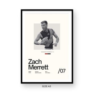 Essendon Bombers AFL Wall Art Zach Merrett – Minimalist A3 Instant Digital Download | Footy Poster | AFL Gift for Fans & Bedroom Footy decor
