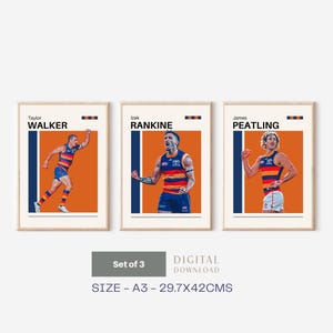 AFL Adelaide Crows Footy Printables for Young Football fans | Instant Download Birthday Prints Ideas for Mothers | Size A3
