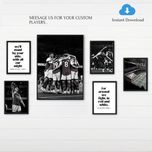Arsenal Football Club Digital Poster for Your Decor Walls Football Premier Art Black and White Set of 6 Husband Gift  16x20 inches