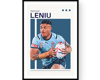 Spencer Leniu Sydney Roosters Rugby League stampabile istantanea download digitale per regalo camera da letto rugby decorazione da parete formato A4