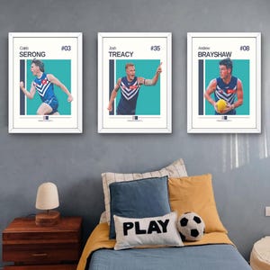 Láminas de fútbol de los Fremantle Dockers, juego de decoración para habitación infantil (descarga digital)
