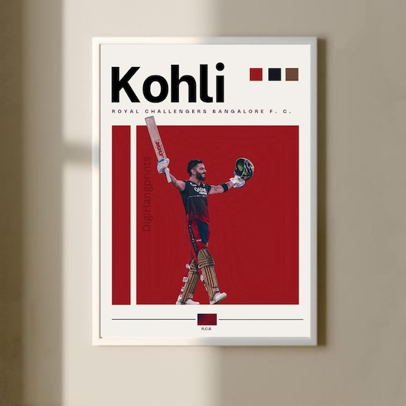 Virat Kohli RCB Cricket Legend Poster – Indian Cricket Fan Art (Digital Download)