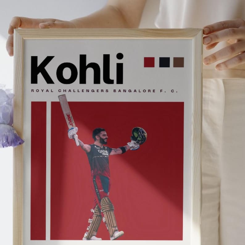 Virat Kohli RCB Cricket Legend Poster – Indian Cricket Fan Art (Digital Download) image 3