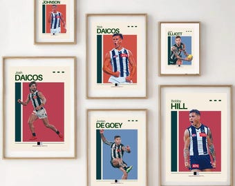 Collingwood Magpies Player Art Set | AFL Boys Bedroom Decor (Digital Download)