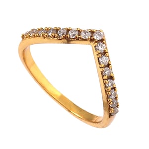 Gold Plated V shaped Ring 925 Sterling Silver Ring Chevron Ring Curved Ring Minimalist Half Eternity Curved Diamond Chevron Ring Tiara Ring
