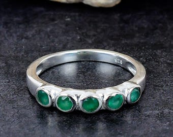 Natural Emerald Ring 925 Sterling Silver Emerald Ring Dainty Rings for Women Handmade Jewelry Statement Ring For Gift Boho Ring For Womens
