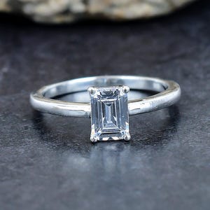 Emerald Cut CZ Diamond 925 Sterling Silver Ring