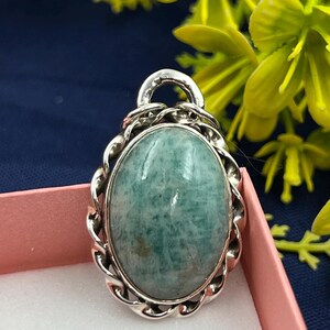 Natural Aquamarine 925 Sterling Silver Oval shaped Pendant Necklace Aquamarine Gemstone Pendant Bohemian Jewelry March Birthstone Gift