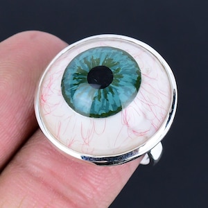 PERIMADE Evil Eye Nazar Ring Turkish Blue Eye Stacking Ring Sterling Silver Friendship Jewelry Adjustable Ring Boho Ring Good Luck Ring Gift
