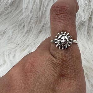 Sun Moon Silver Ring, 925 Sterling Silver Ring, Boho Ring, Crescent Moon Sun Rings, Personalized Silver Ring, Sun Moon rings, Statement Ring