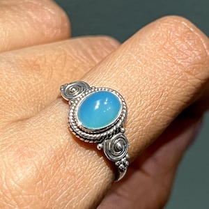 Blue chalcedony gemstone ring Blue Stone Ring Blue Chalcedony Gemstone Ring in Sterling Silver Timeless, Sustainable Handmade Gift Jewelry
