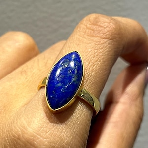Lapis Lazuli Ring Gold Marquise Ring Cocktailring Goldring Statement Ring Geburtsstein Ring September Ring Damenring Silber Ring zierlich