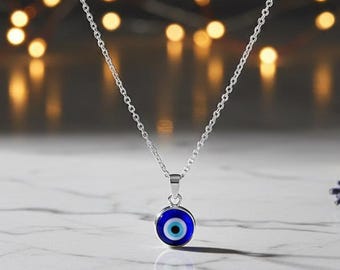 925 スターリング シルバー イーブル アイ ネックレス、ブルー 