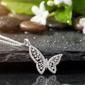 CZ Butterfly Dainty necklace silver Butterfly Necklace Minimalist Necklace Gift for Her Butterfly Jewelry Butterfly Charm Butterfly Pendant