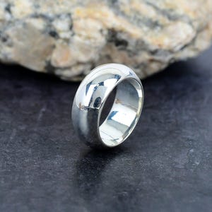 Solid 925 Sterling Silver Plain Wedding Band Ring Comfort Fit D-Shaped Thumb Ring Half Dome Engagement Ring Wedding Band Promise Taiyar Ring