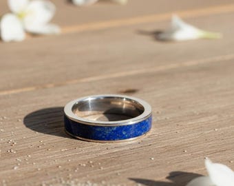 天然ラピスラズリのシグネットリング、925スターリングシルバー製