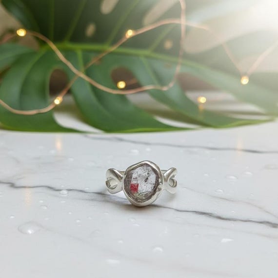 天然ハーキマーダイヤモンドリング、925スターリングシルバー