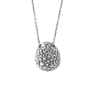 Sterling Silver Dainty Egg Charm Necklace Delicate Cable chain Necklace Gift for Her Everyday Silver Jewelry Oxidize Textured Egg Pendant