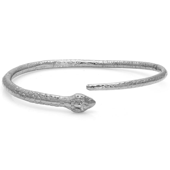 Handmade Sterling Silver Snake Cuff Bracelet: Bohemian Serpent