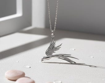 Sterling Silver Albatross Necklace, Handmade Bird Pendant, Dainty Minimalist Sea Bird Jewelry, Unique Nautical Gift, Unique Ocean Jewelry
