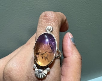 Ametrine Gemstone Ring, Oval Shape Stone Ring, Solid 925 Silver Handmade Designer Ring, Natural Ametrine Silver Ring, Christmas Gifts Ideas