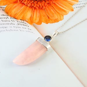 Natural Rose Quartz Necklace Crystal Geometric Gemstone Pendant 925 Sterling Silver Chain Love stone For Her Gift Boxed Pink Jewelry Gift