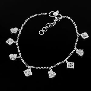 925 Sterling Silver Heart Anklet Heart crystal anklet Sweetheart anklet Decorated with CZ heart CZ ankle bracelet Womens Chain Anklet Gift