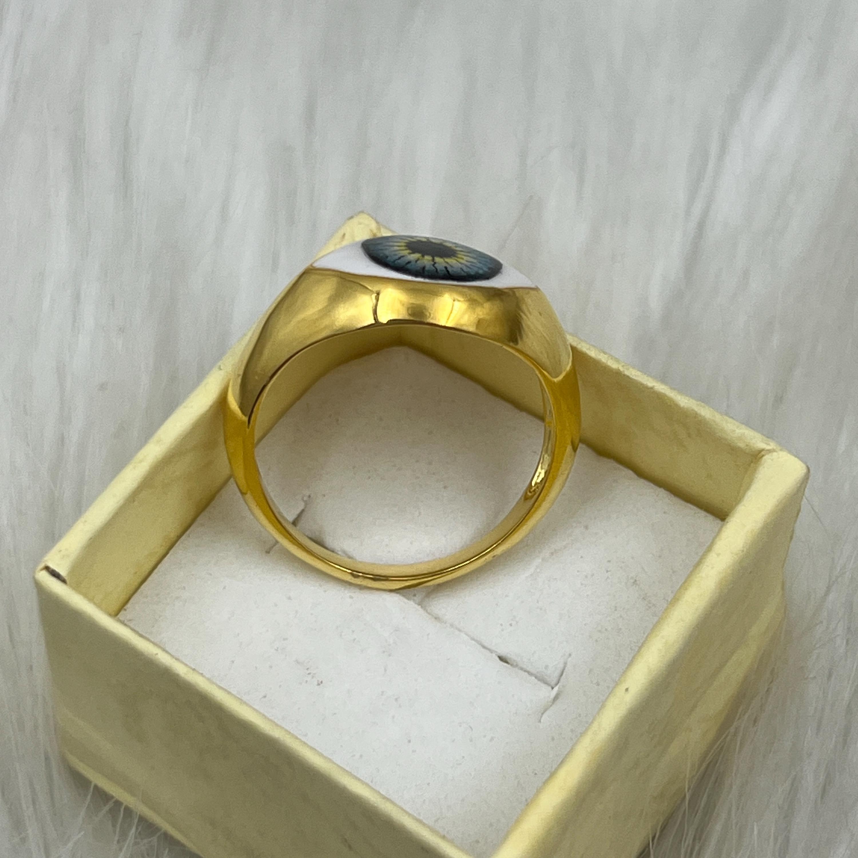 PERIMADE Anello A Fascia Malocchio Placcato Oro, In Argento - Foto 3