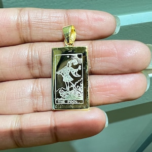 Tarotkaart hanger ketting 925 sterlingzilveren hanger kleine gouden medaillon ketting gotische sieraden verjaardagscadeau gouden medaillon ketting