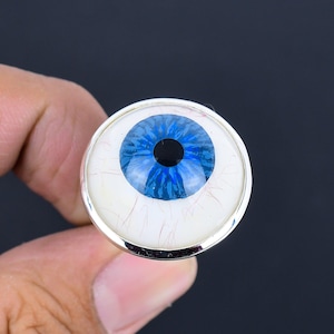 Blue Eye Ring, Sterling Silver Ring, Evil Eye Jewelry, Protection Ring, Silver Adjustable Ring, Round Stylish Evil Eye Rings for Women Gifts