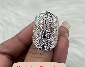 925 Sterling Silver Flower Ring Handmade Mandala Flower Rings Flower Of Life Rings Mandala Floral Jewelry Geometry Mandala Flower Rings
