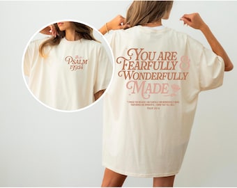 Psalm 139:14 Shirt, Fearfully & Wonderfully Made Tee, Scripture Graphic tshirt, Christian apparel, Christian Tshirt, Graphic Christian tee