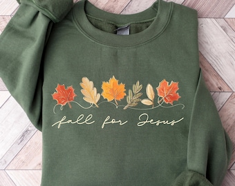 Sudadera Fall For Jesus, camiseta Fall For Jesus, sudadera de Jesús, sudadera de otoño, sudadera de Acción de Gracias, sudadera de otoño