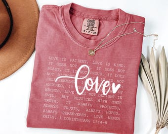 Inspirational Lover T-Shirt, Faith Tee, Bible Verse Shirt, Christian Valentines Tees, Love Scripture shirt, 1 Corinthians 13 shirt,Heart Tee