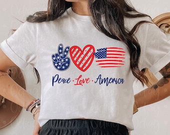 Peace love America Shirt,Freedom Shirt,Fourth Of July Shirt,Patriotic Shirt,Independence Day Shirts,Patriotic Family Shirts,Memorial Day