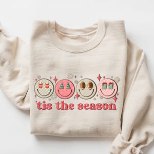 Christmas Smiley Face Sweatshirt, Smiley Face Merry Christmas Crewneck Sweatshirt, Gift For Christmas 2024, Retro Christmas Smile Face