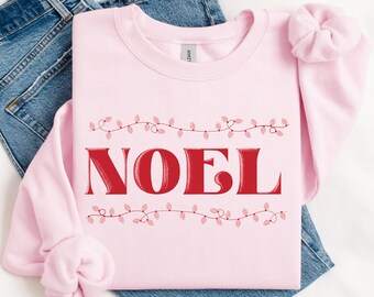 Cozy Noel Crewneck Sweatshirt, Noel Sweatshirt, Christmas Sweatshirt, Pink Christmas Sweatshirt, Holiday Sweater, Christmas Gift Sweater