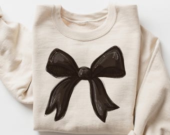 Black Bow Sweatshirt, Coquette Black Bows Shirt, Coquette Sweatshirt,Bow Girl Sweatshirt, Coquette Sweatshirt, Cute Bow Shirt, Black Ribbon