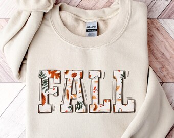 Sudadera con estampado de arena otoñal, camisa de otoño, ropa de otoño, jersey retro de cuello redondo otoñal, suéteres de otoño para mujer, suéteres acogedores para clima frío, sudadera de otoño, camisa