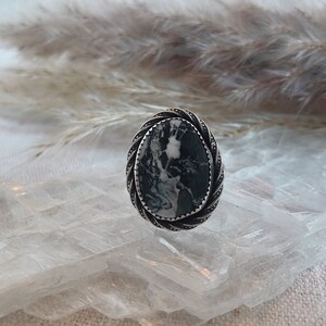 White Buffalo Ring, Sterling Silver, size 8.25