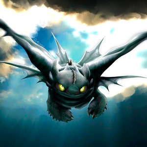 Toothless in Flight - Poster