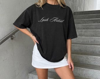 T-shirt oversize délavé à l'acide Lash Artist, haut streetwear vintage