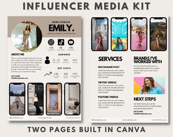 Most Popular Influencer Media Kit Canva Template| Instagram Blogger | YouTube and TikTok Blogger | Media Kit Brand Deals| UGC | Land Deals