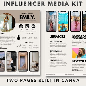 Most Popular Influencer Media Kit Canva Template| Instagram Blogger | YouTube and TikTok Blogger | Media Kit Brand Deals| UGC | Land Deals