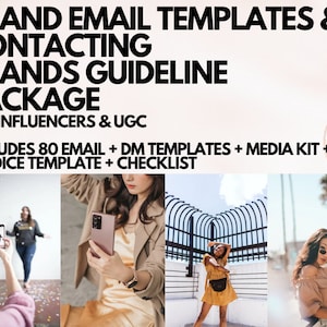 50% OFF | 80 Brand Email Templates | Influencer and UGC Content Creators | Contacting Brands | Process Brands Work | Email Templates |HUSTLE